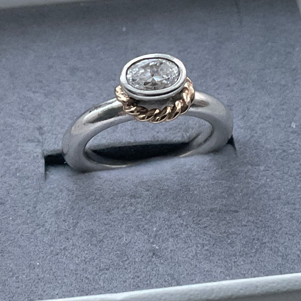 Pandora two tone silver and 14k gold ring